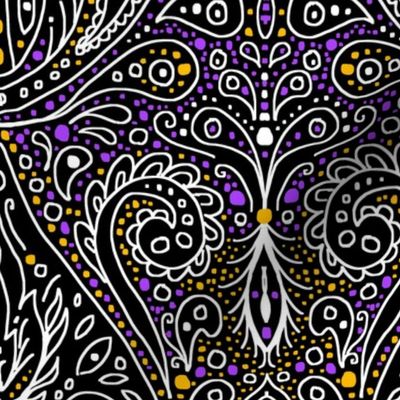 exotic paisley damask, halloween colors