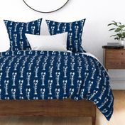 Lobster  Wood Block Print  -navy and white