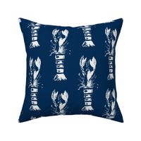 Lobster  Wood Block Print  -navy and white