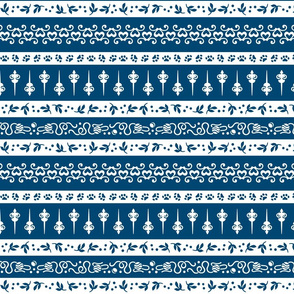 Damask Cats Stripe - BLUE