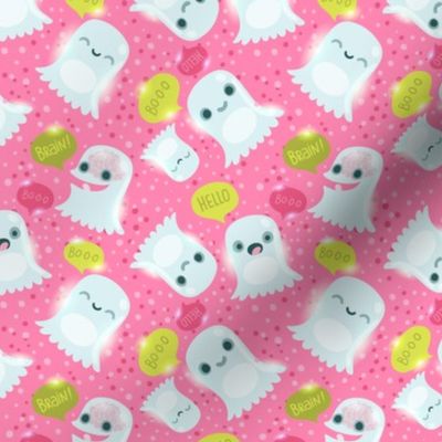 ghost pattern pink. spooky halloween pattern design.