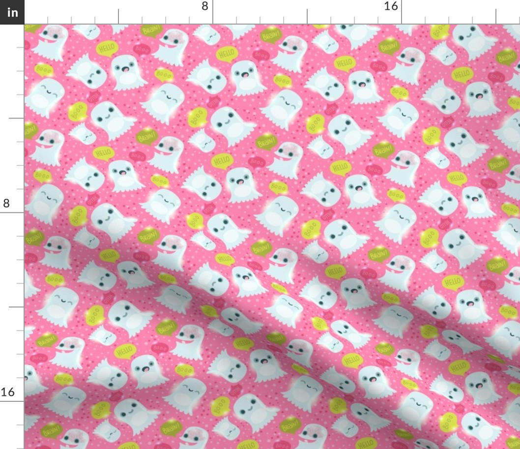 ghost pattern pink. spooky halloween pattern design.