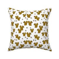 squirrels fabric // ochre brown kids golden fall autumn woodland acorn acorns