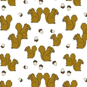 squirrels fabric // ochre brown kids golden fall autumn woodland acorn acorns