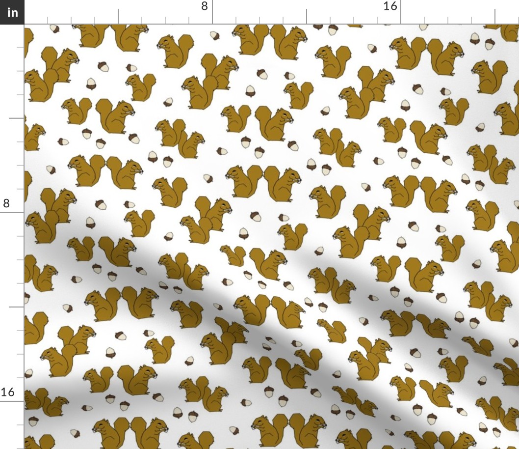 squirrels fabric // ochre brown kids golden fall autumn woodland acorn acorns