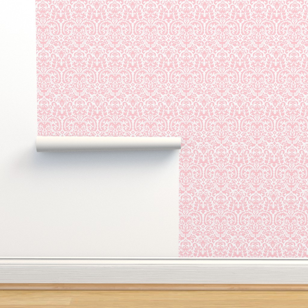 Anna Jacquard white/pink Wallpaper | Spoonflower