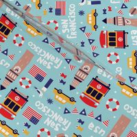 San Francisco usa travel icons colorful icons and illustration pattern