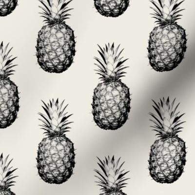 Pineapples Black and Cream Small