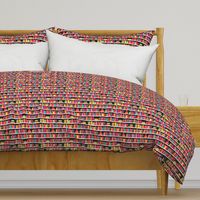 Girls ABC fox book shelf pattern back to school illustration