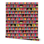 Girls ABC fox book shelf pattern back to school illustration