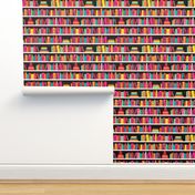 Girls ABC fox book shelf pattern back to school illustration