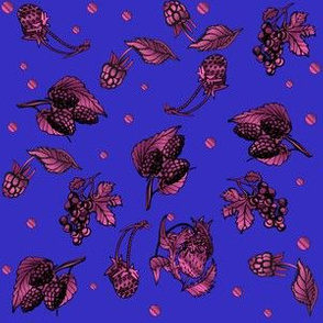 Berry Garden Ditzy on Blue Medium