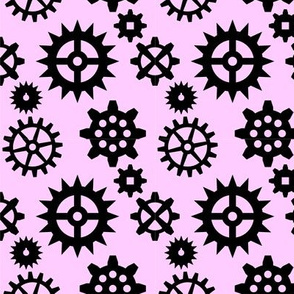 Gears Black on Pink