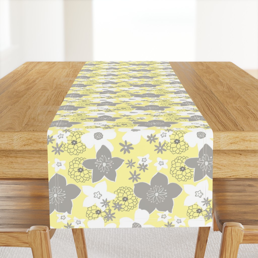 Mod Floral Gray and Yellow 1