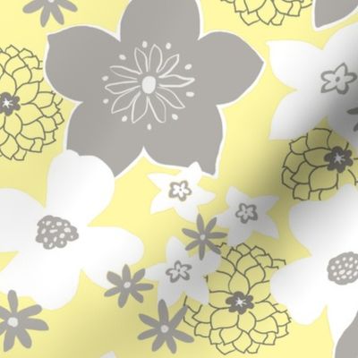 Mod Floral Gray and Yellow 1