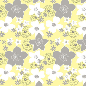 Mod Floral Gray and Yellow 1