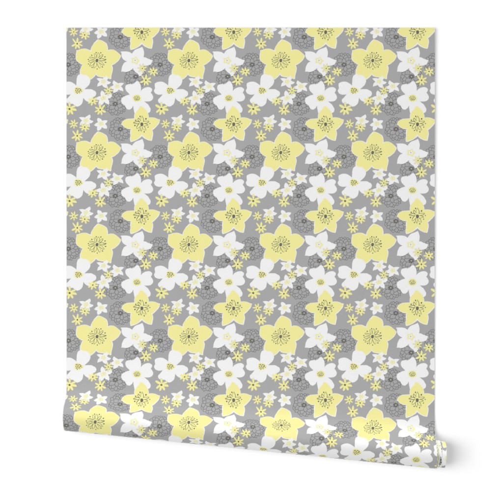 Mod Floral Yellow and Gray 2