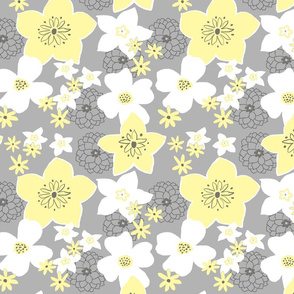 Mod Floral Yellow and Gray 2