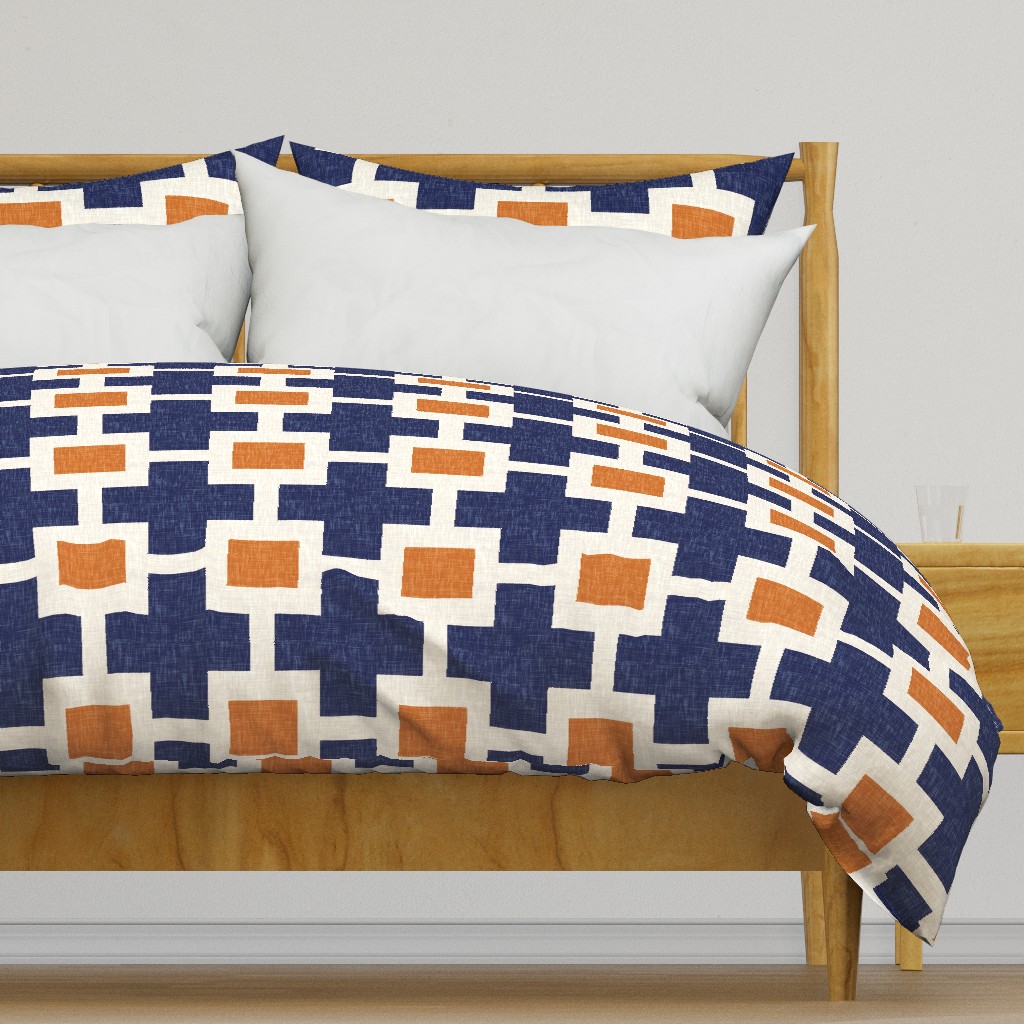 Squared Plus in Navy and Tangerine