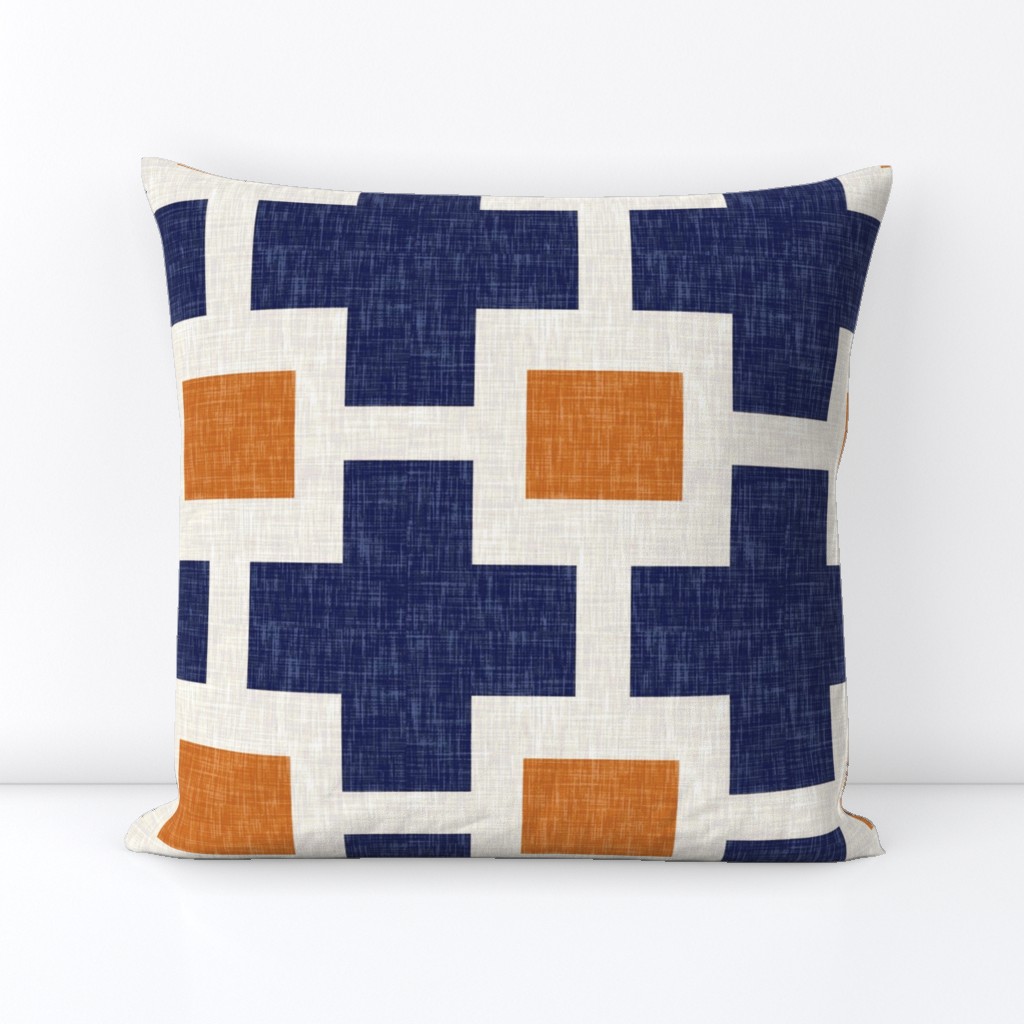 Squared Plus in Navy and Tangerine