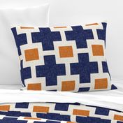 Squared Plus in Navy and Tangerine