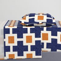 Squared Plus in Navy and Tangerine