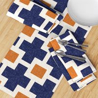 Squared Plus in Navy and Tangerine