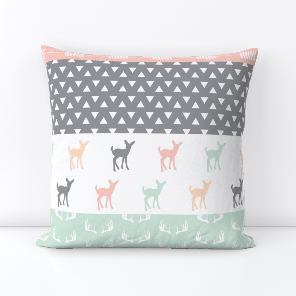 Girl Woodland Wholecloth // pink/grey/mint