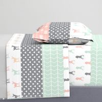 Girl Woodland Wholecloth // pink/grey/mint