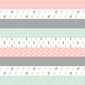 Girl Woodland Wholecloth // pink/grey/mint