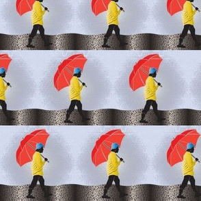 red umbrella, grey day