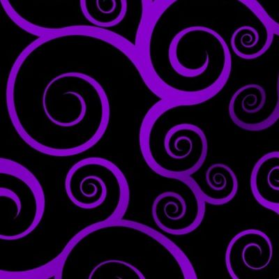 Fancy Swirls - Purple on Black