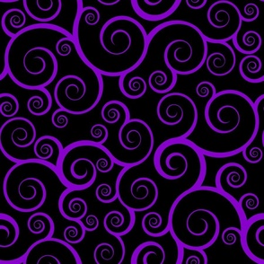 Fancy Swirls - Purple on Black