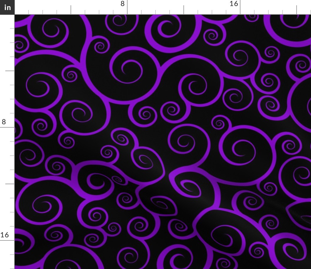 Fancy Swirls - Purple on Black