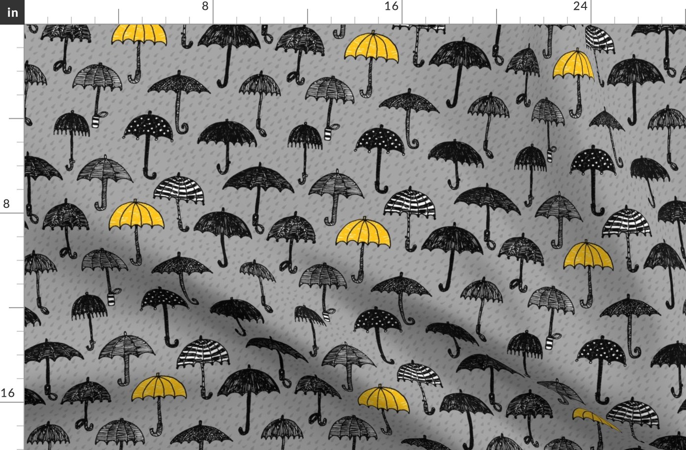 One yellow umbrella