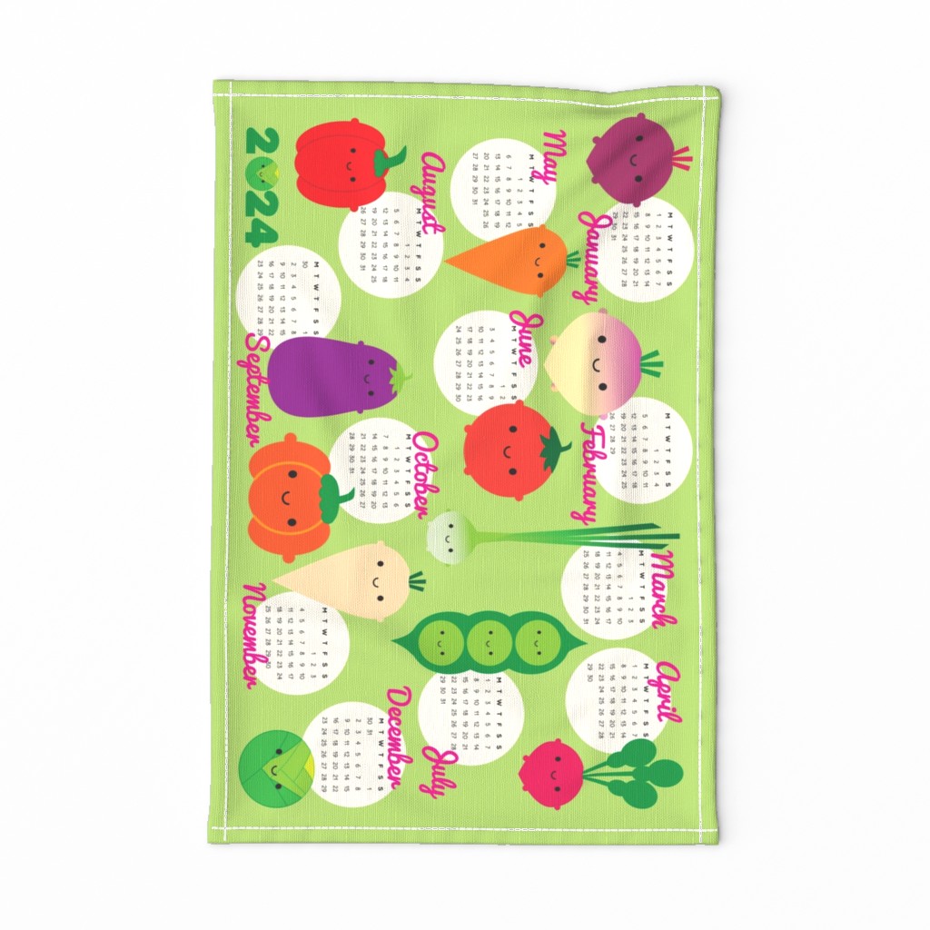 2024 Tea Towel Calendar - 5 A Day Vegetables