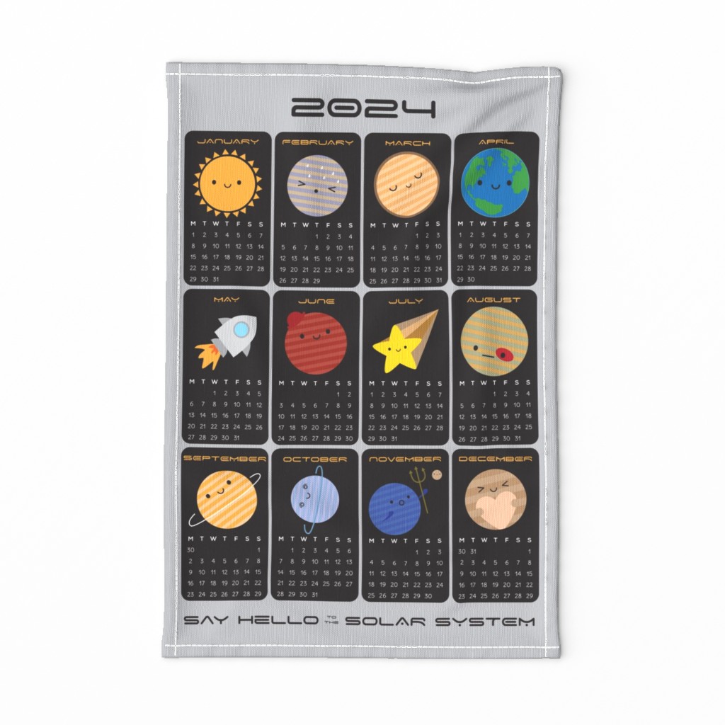 2024 Tea Towel Calendar - Say Hello to the Solar System