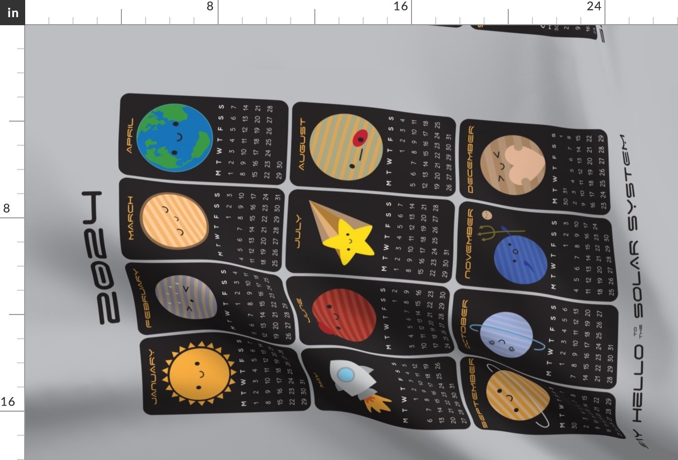 2024 Tea Towel Calendar - Say Hello to the Solar System