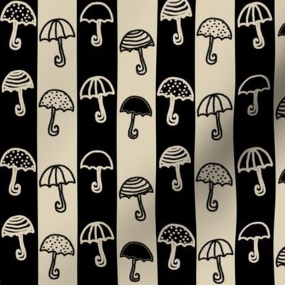 Umbrellas Striped Cream Black