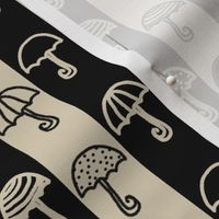 Umbrellas Striped Cream Black