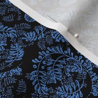 Black and blue damask