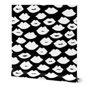 lips // lipstick black and white kisses valentines love girly print