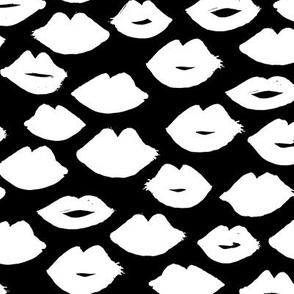 lips // lipstick black and white kisses valentines love girly print