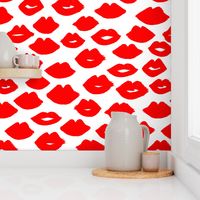 lips // kisses red and white valentines love lipstick beauty fashion makeup illustration print