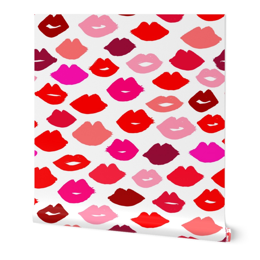 lips // lipstick fashion beauty makeup valentines kiss love fabric illustration pattern for girls