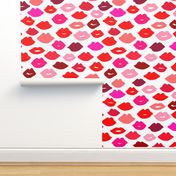 lips // lipstick fashion beauty makeup valentines kiss love fabric illustration pattern for girls