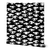 eyes // black and white vintage retro makeup beauty fashion illustration and fabric pattern 