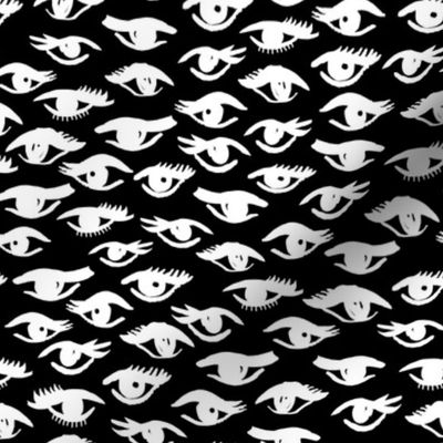 eyes // black and white vintage retro makeup beauty fashion illustration and fabric pattern 