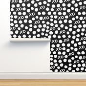 xoxo // black and white xo heart valentines black and white minimal gender neutral kids fabric