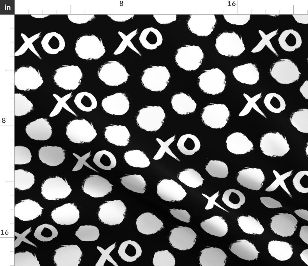 xoxo // black and white xo heart valentines black and white minimal gender neutral kids fabric